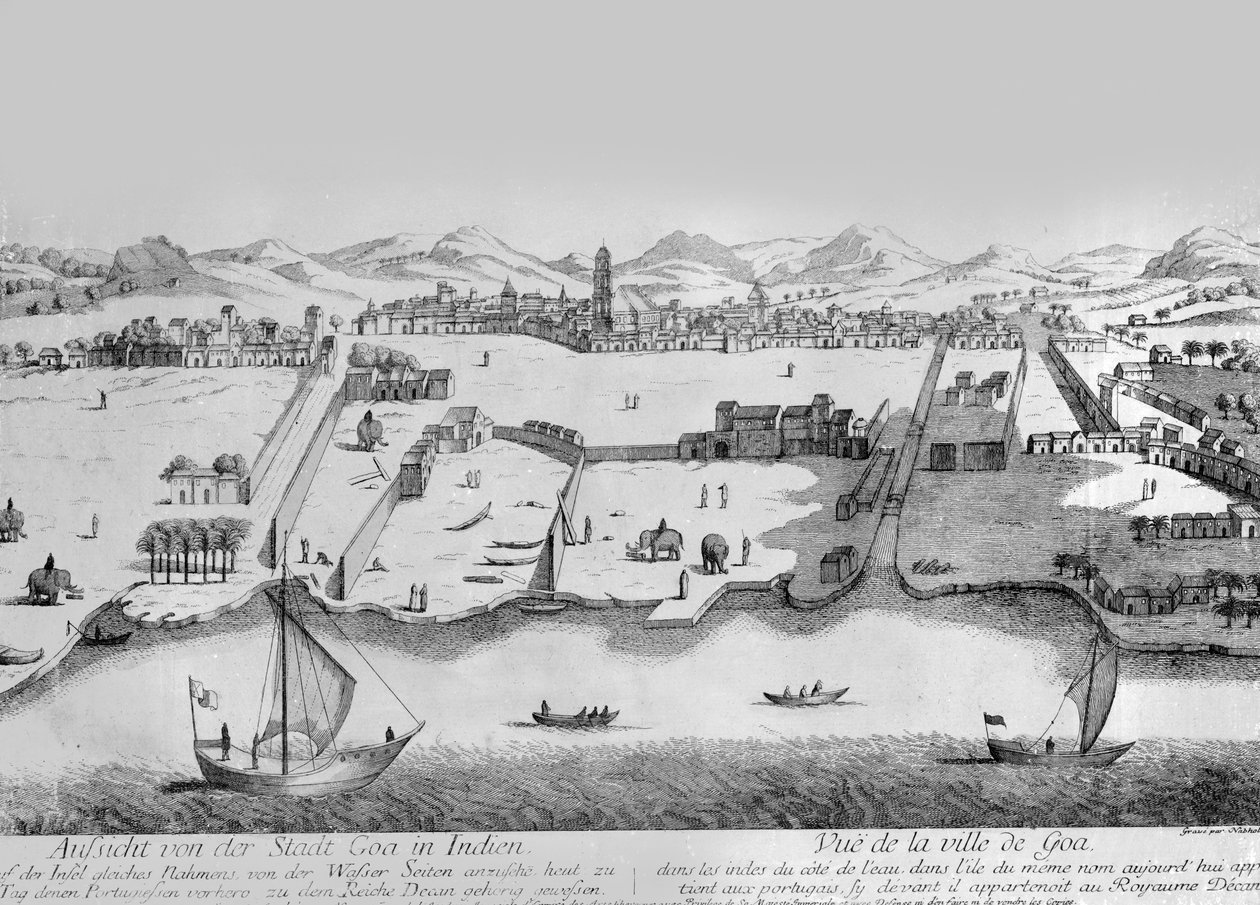 Goan kaupunki, n. 1780 (kaiverrus) tekijältä Johann Christoph Nabholz