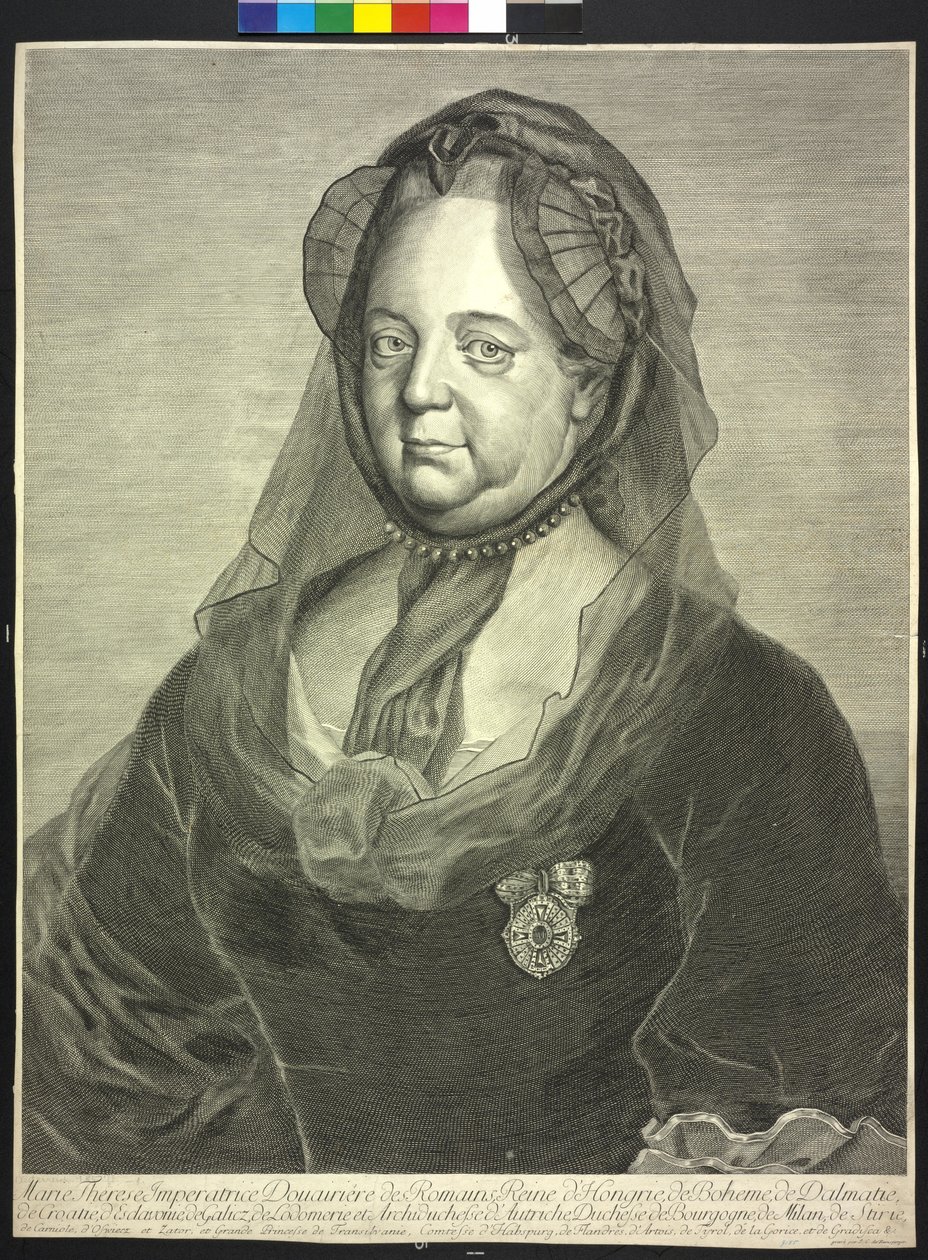 Pyhän Rooman keisarinna Maria Teresia (kaiverrus) tekijältä Johann Christoph von Reinsperger