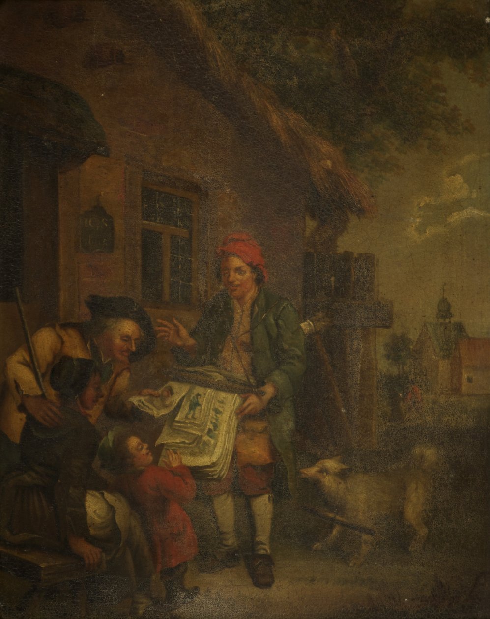 The Village Printseller (öljy kuparille) tekijältä Johann Conrad Seekatz