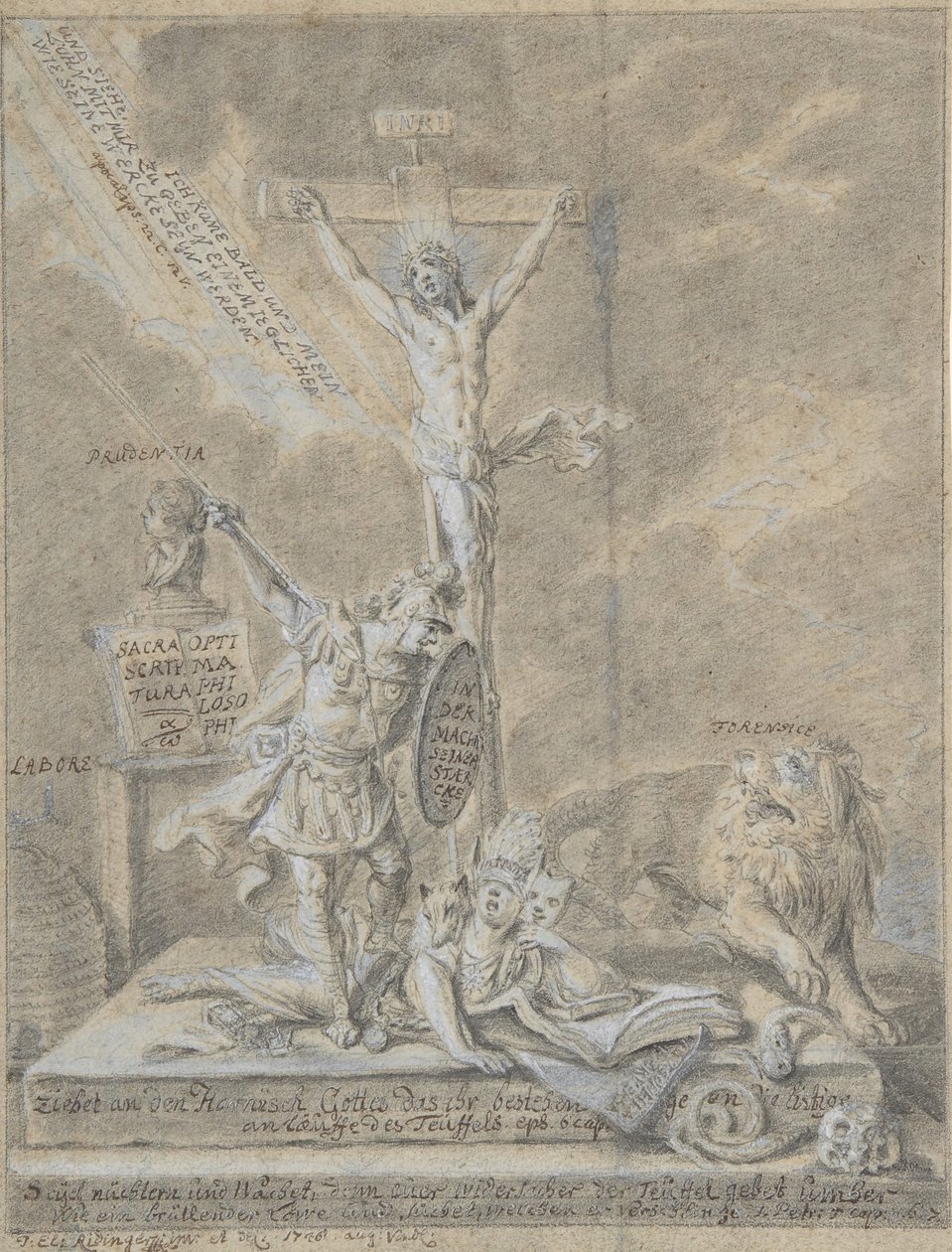 Allegoria kristillisistä hyveistä, 1746. tekijältä Johann Elias Ridinger
