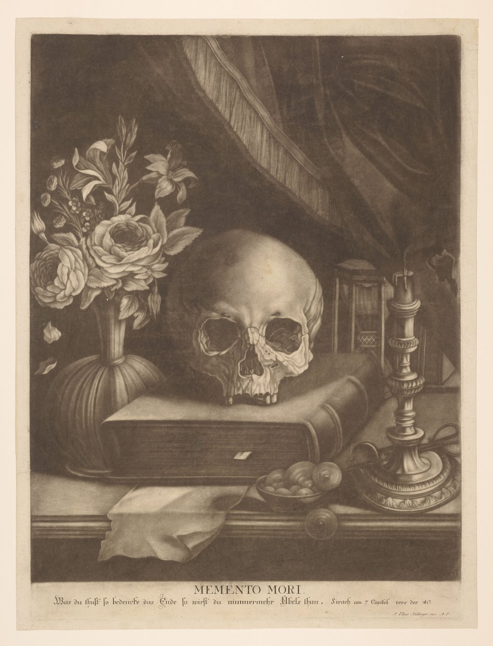 Memento mori tekijältä Johann Elias Ridinger