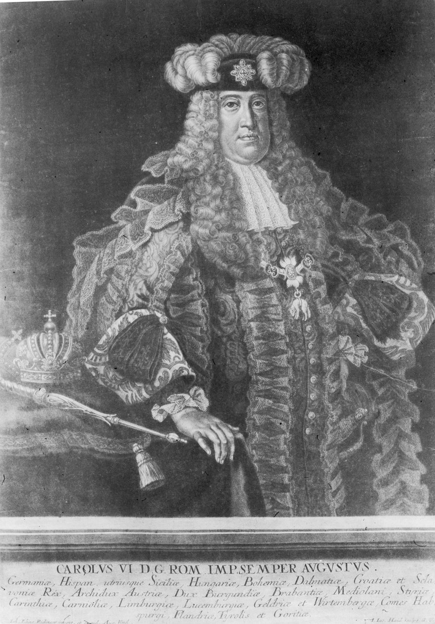 Kaarle VI (1685-1740), Pyhän Rooman keisari tekijältä Johann Elias Ridinger or Riedinger