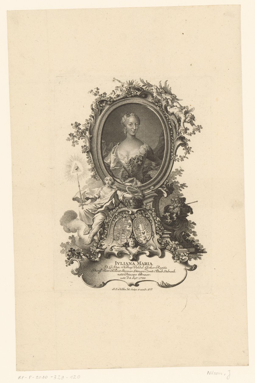 Muotokuva Juliana Maria Schleswig Hollsteynista tekijältä Johann Esaias Nilson