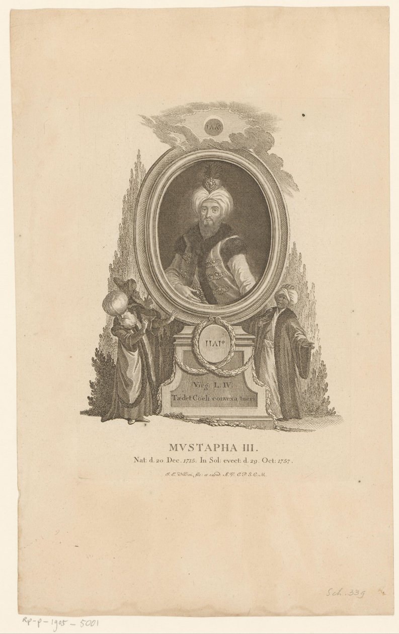 Mustafa III:n muotokuva tekijältä Johann Esaias Nilson