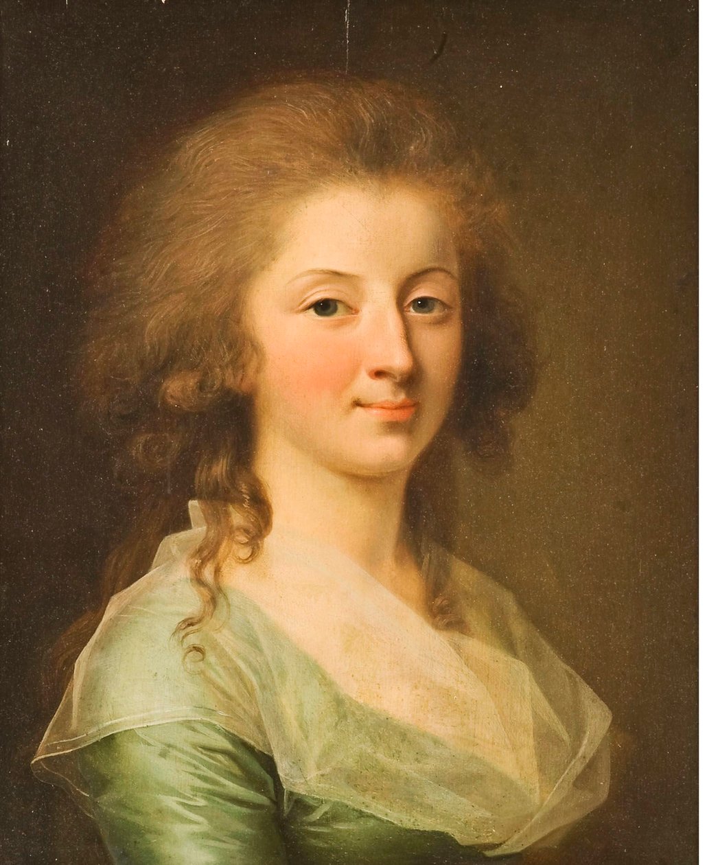 Muotokuva nuoresta naisesta, jolla on vihreä mekko yllään tekijältä Johann Friedrich August Tischbein