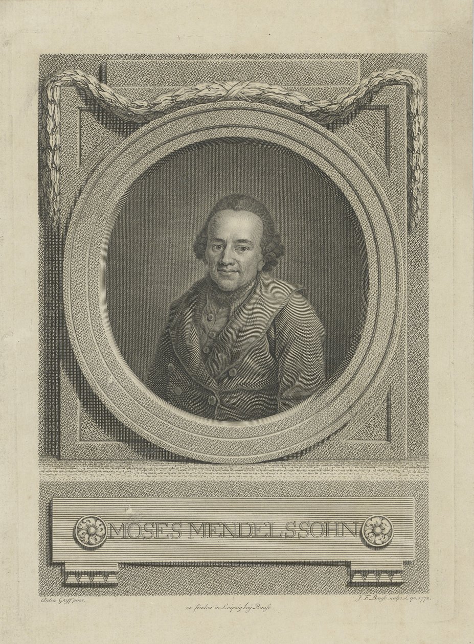 Moses Mendelssohnin muotokuva 1729-1786, 1772. tekijältä Johann Friedrich Bause
