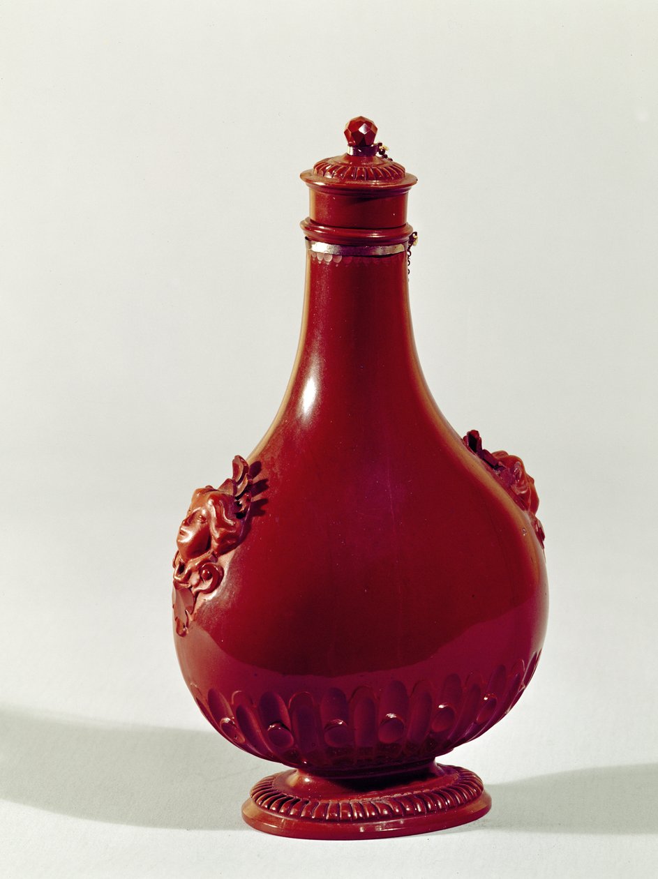 Pyhiinvaeltajapullo, Meissen, n.1710, punainen kivitavaraa. tekijältä Johann Friedrich Bottger