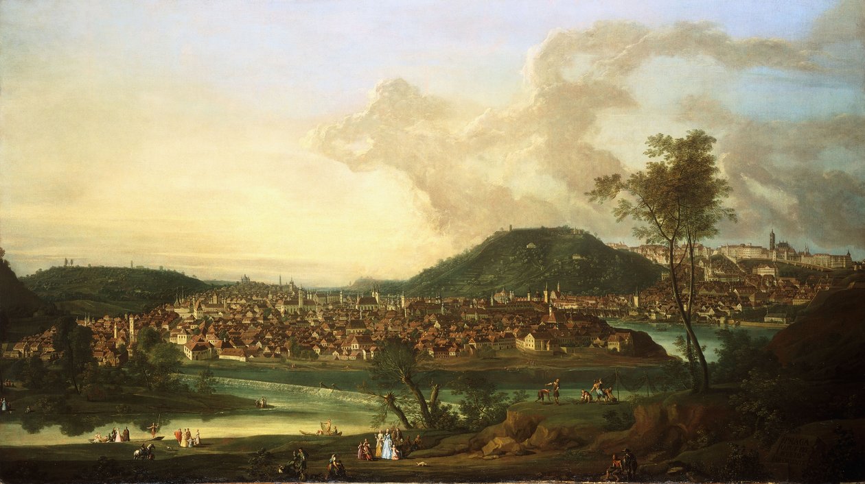 Näkymä Prahaan idästä, tekijältä Johann Friedrich Meyer