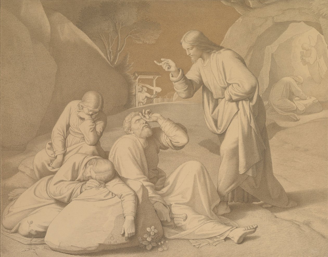 Kristus Getsemanen puutarhassa, 1848. tekijältä Johann Friedrich Overbeck