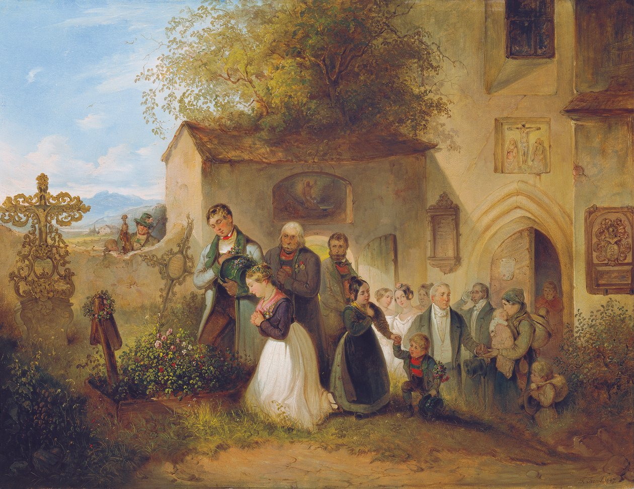 Hautausmaalla ("Morsian haudalla") tekijältä Johann Friedrich Treml