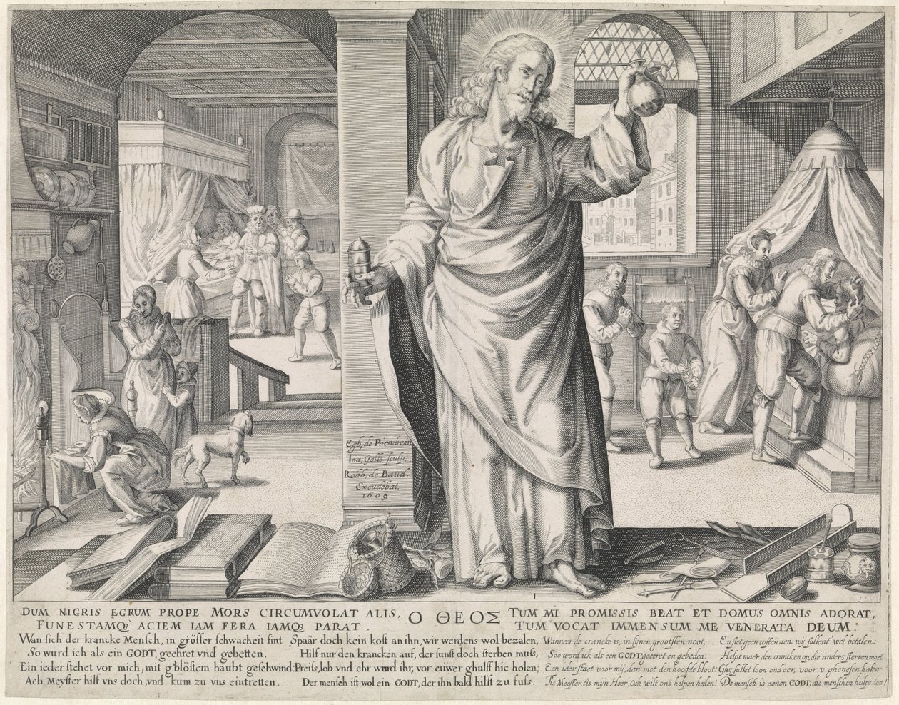 Lääkäri jumalana The Four Forms of the Physician (sarjan nimi) tekijältä Johann Gelle