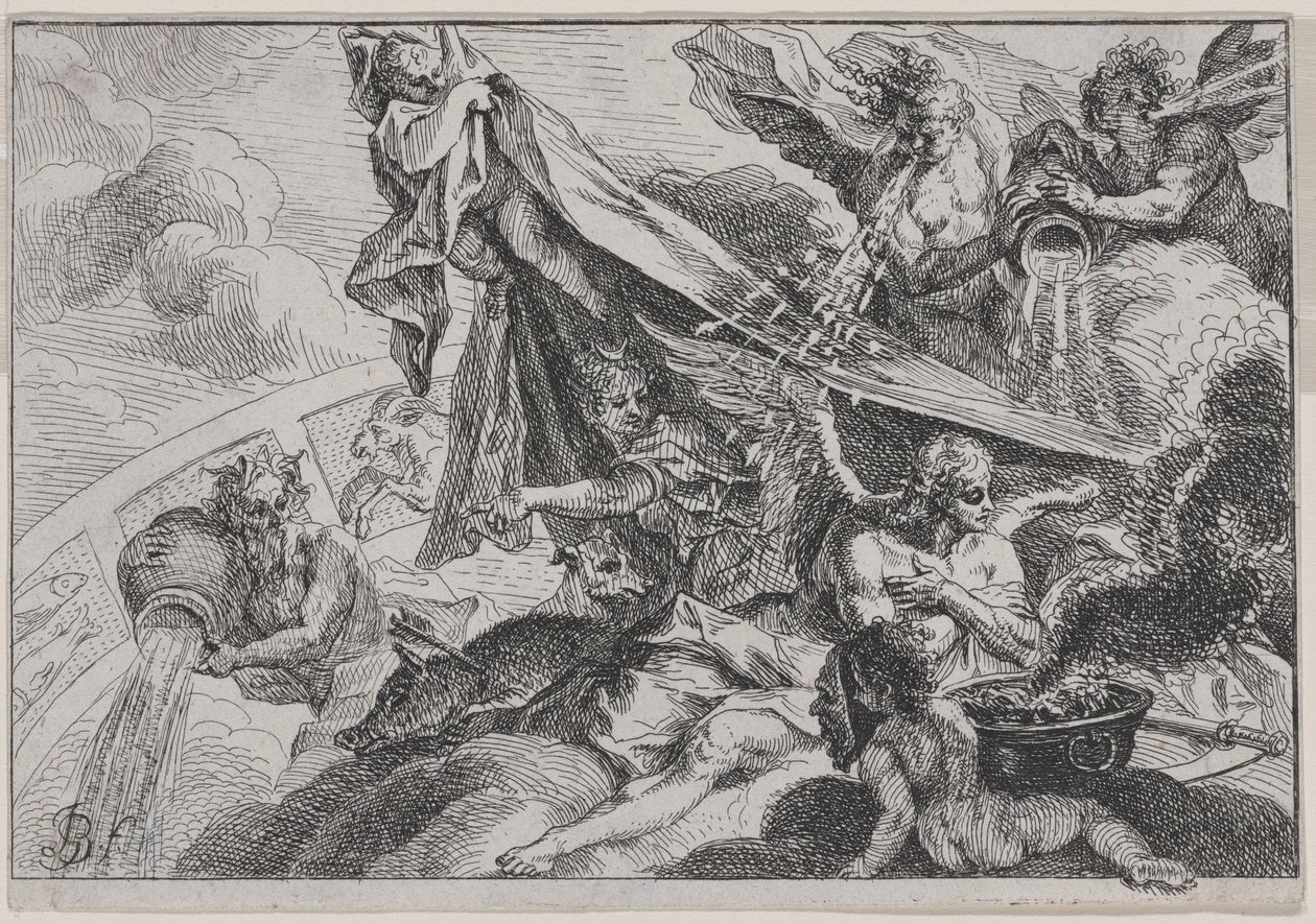 Talven allegoria Diana metsästäjän kanssa tekijältä Johann Georg Bergmuller