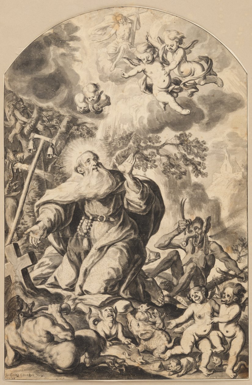 Pyhän Antoniuksen kiusaus tekijältä Johann Georg Glückher
