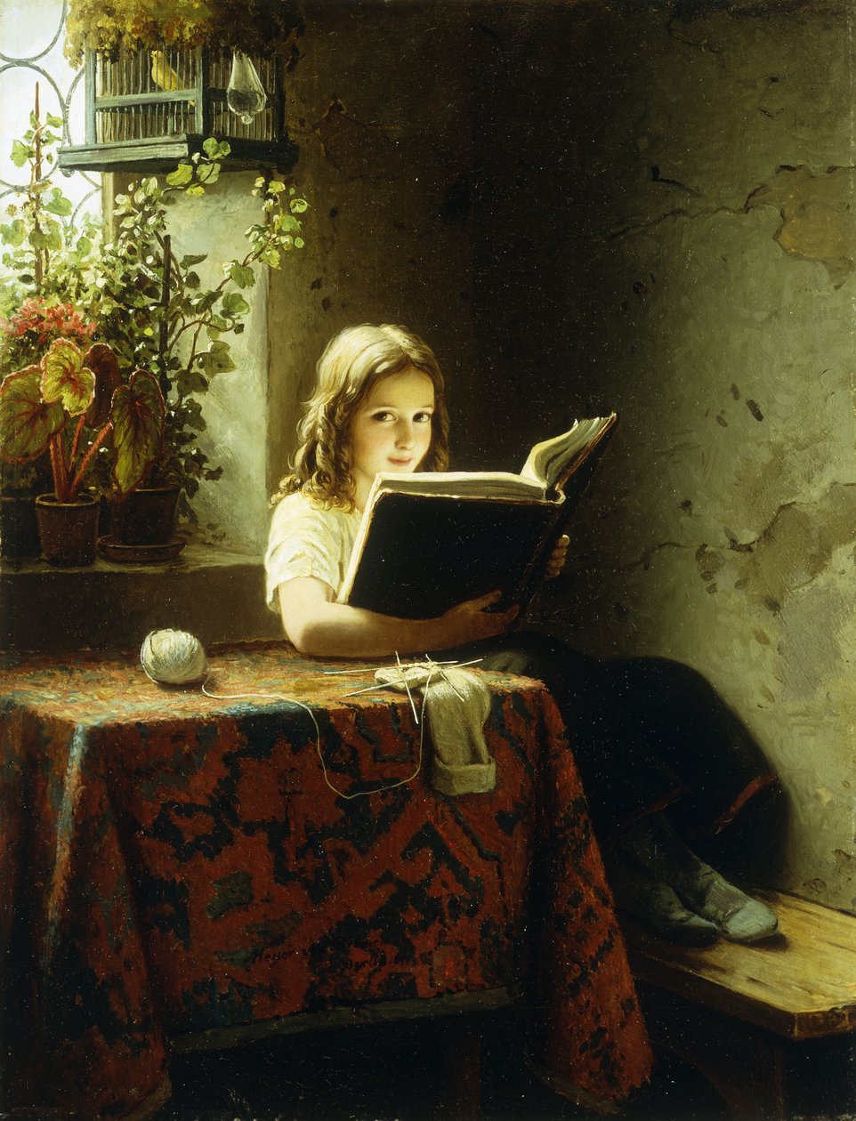 Lukeva tyttö; Lukeva tyttö, 1871 tekijältä Johann Georg Meyer