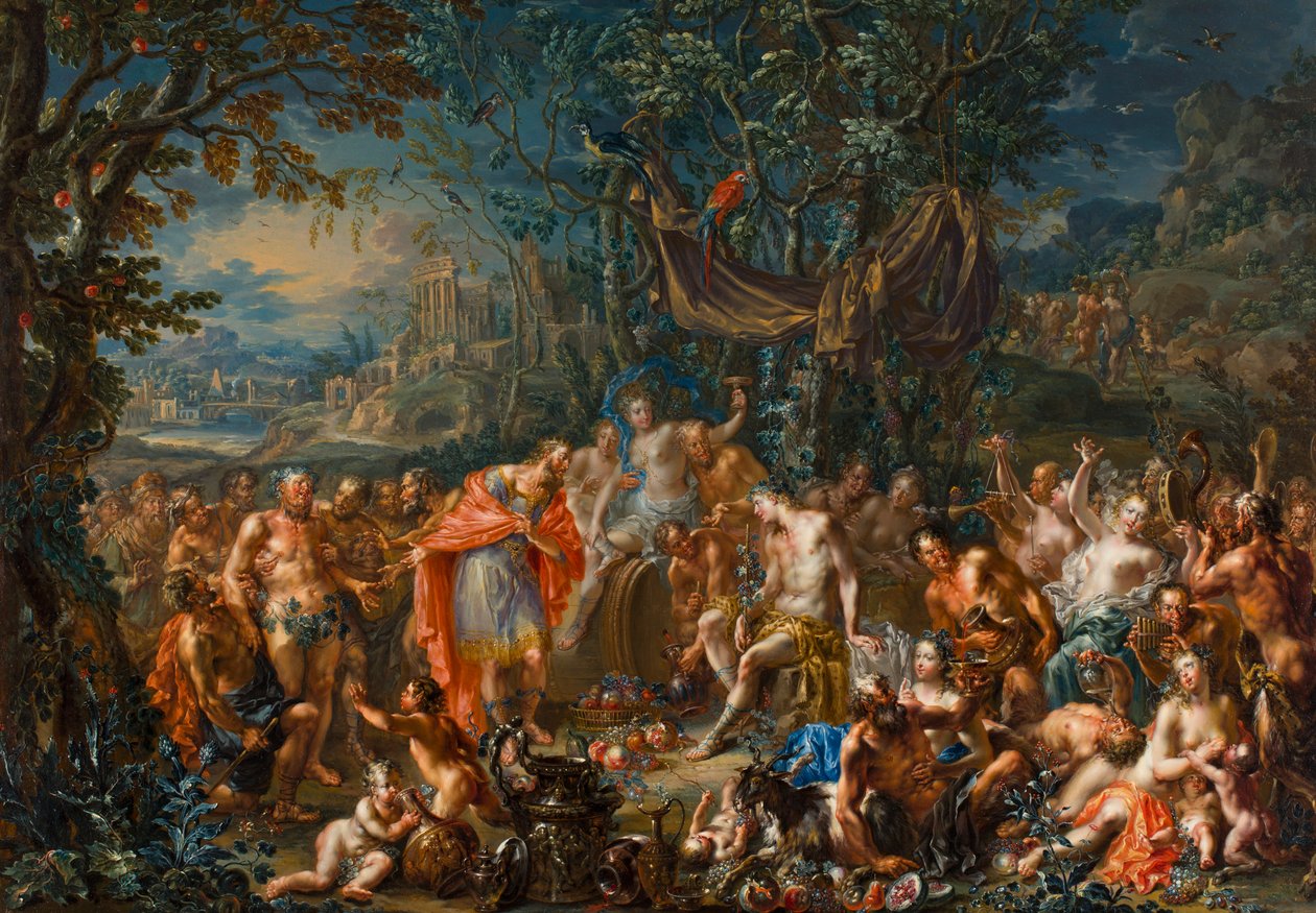 Bacchus ja kuningas Midas tekijältä Johann Georg Platzer