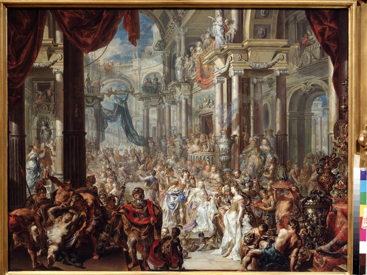 Vertaus hääjuhlista. Vertaus hääjuhlasta. Johann Georg Platzerin (1704-1761) maalaus tekijältä Johann Georg Platzer