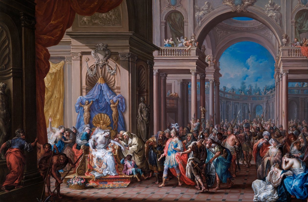 Kleopatran kuolema (öljy kuparille) tekijältä Johann Georg Platzer