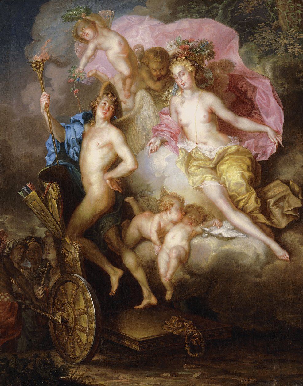 Venuksen ja Amorin voitto Cupidon vaunujen kanssa, tekijältä Johann Georg Platzer
