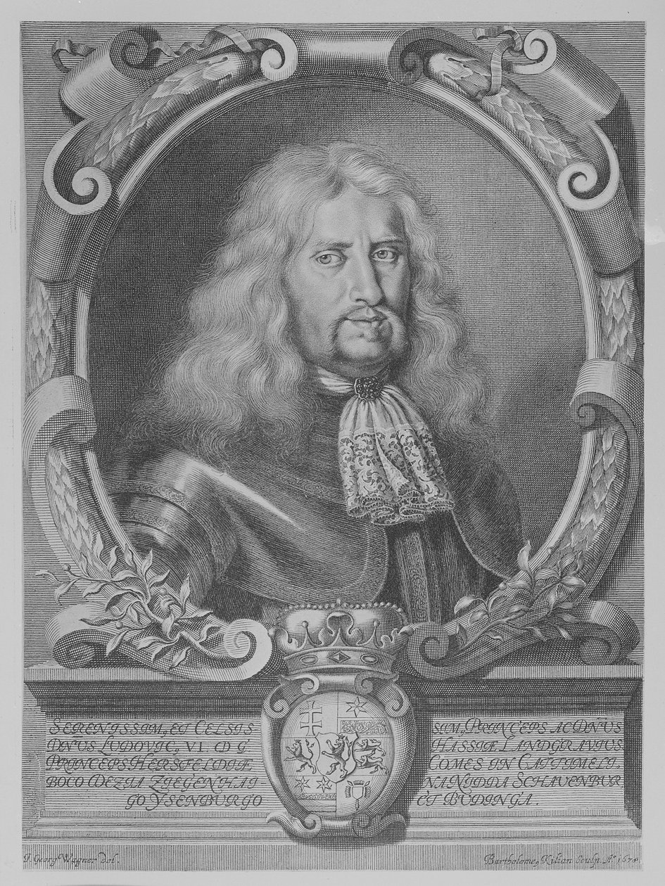 Ludwig VI, Hessen-Darmstadtin maahaitari, kaiverrus Bartholomaus Kilian II, 1678 tekijältä Johann Georg Wagner
