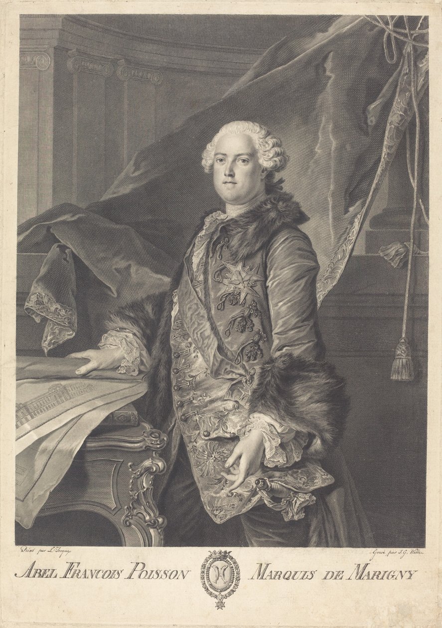 Abel Francois Poisson, Marquis de Marigny tekijältä Johann Georg Wille after Louis Tocqué