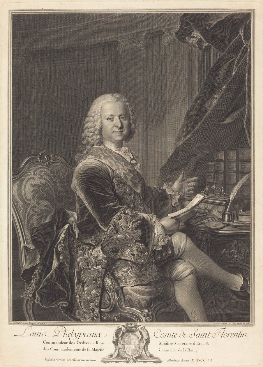 Louis Phelypeaux, Saint Florentinin kreivi tekijältä Johann Georg Wille after Louis Tocqué