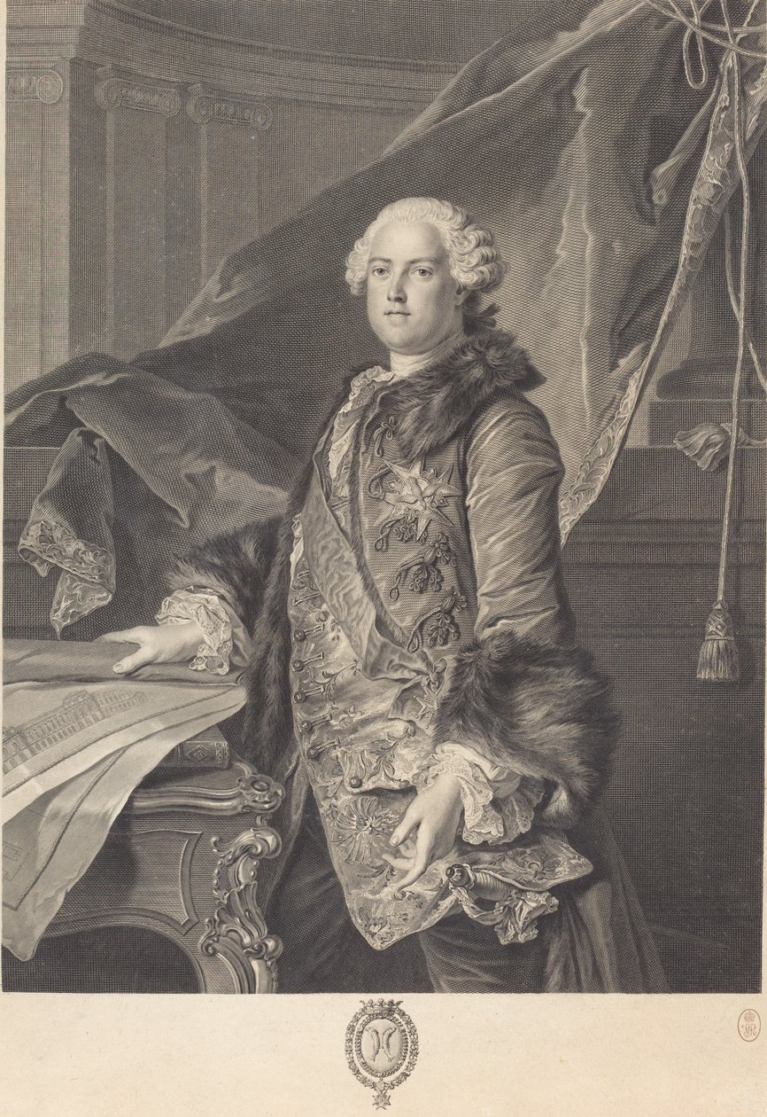 Marignyn markiisi tekijältä Johann Georg Wille after Louis Tocqué