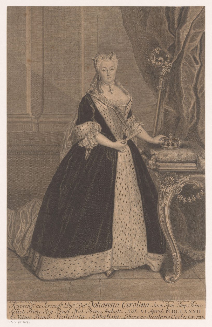 Anhalt-Dessaun Johanna Charlotten muotokuva tekijältä Johann Georg Wolffgang