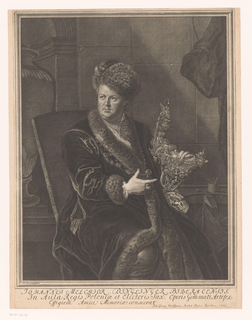 Kultaseppä Johann Melchior Dinglingerin muotokuva tekijältä Johann Georg Wolffgang