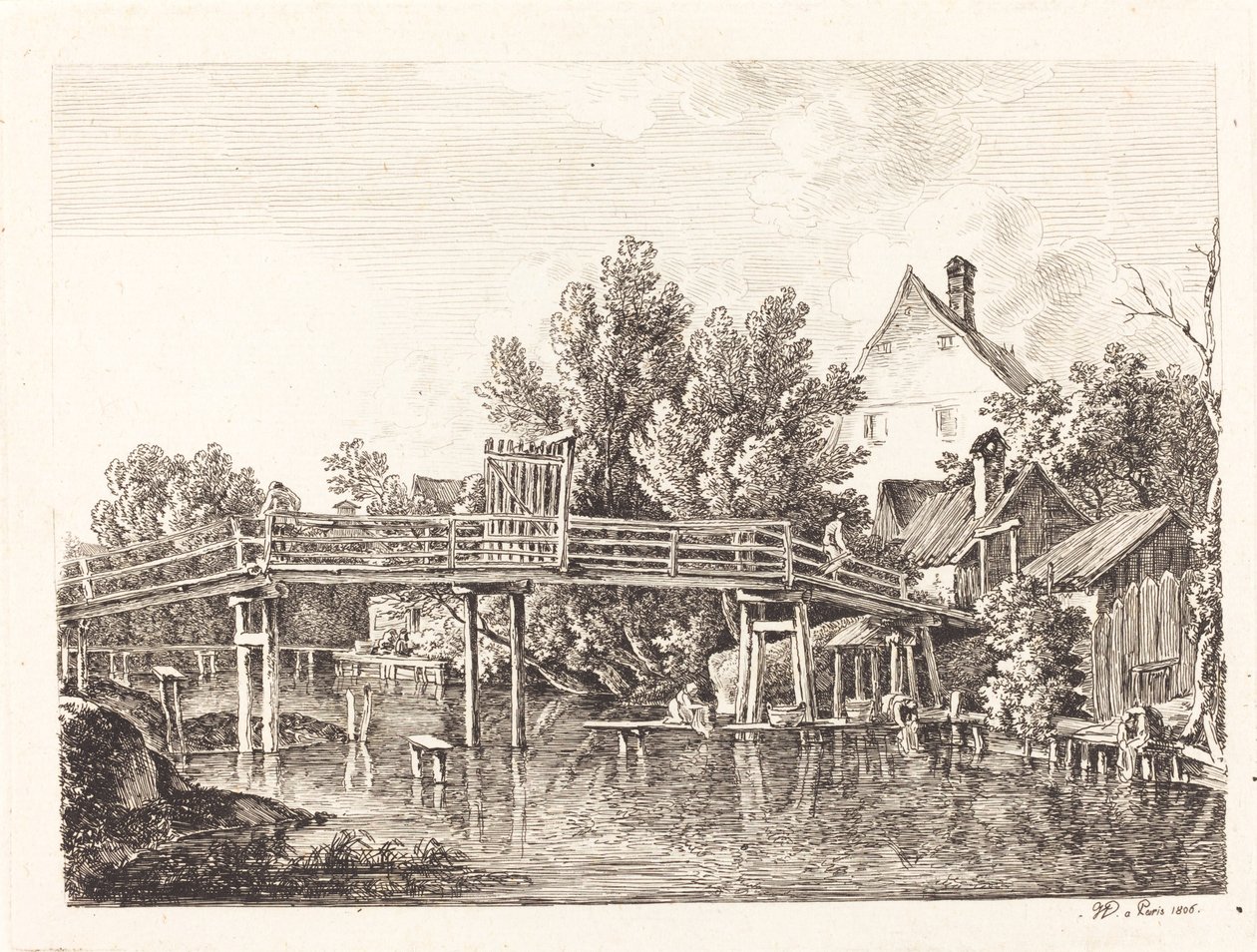 Pieni Isar-kävelysilta, 1806. tekijältä Johann Georg von Dillis