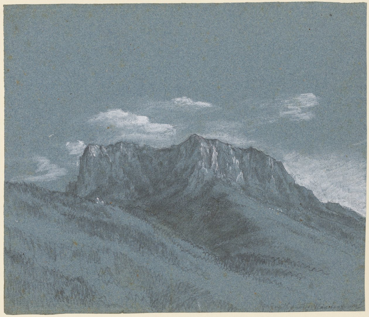 Rauschberg, n.1800 (mustaa liitua, grafiittia ja valkoista guassia). tekijältä Johann Georg von Dillis