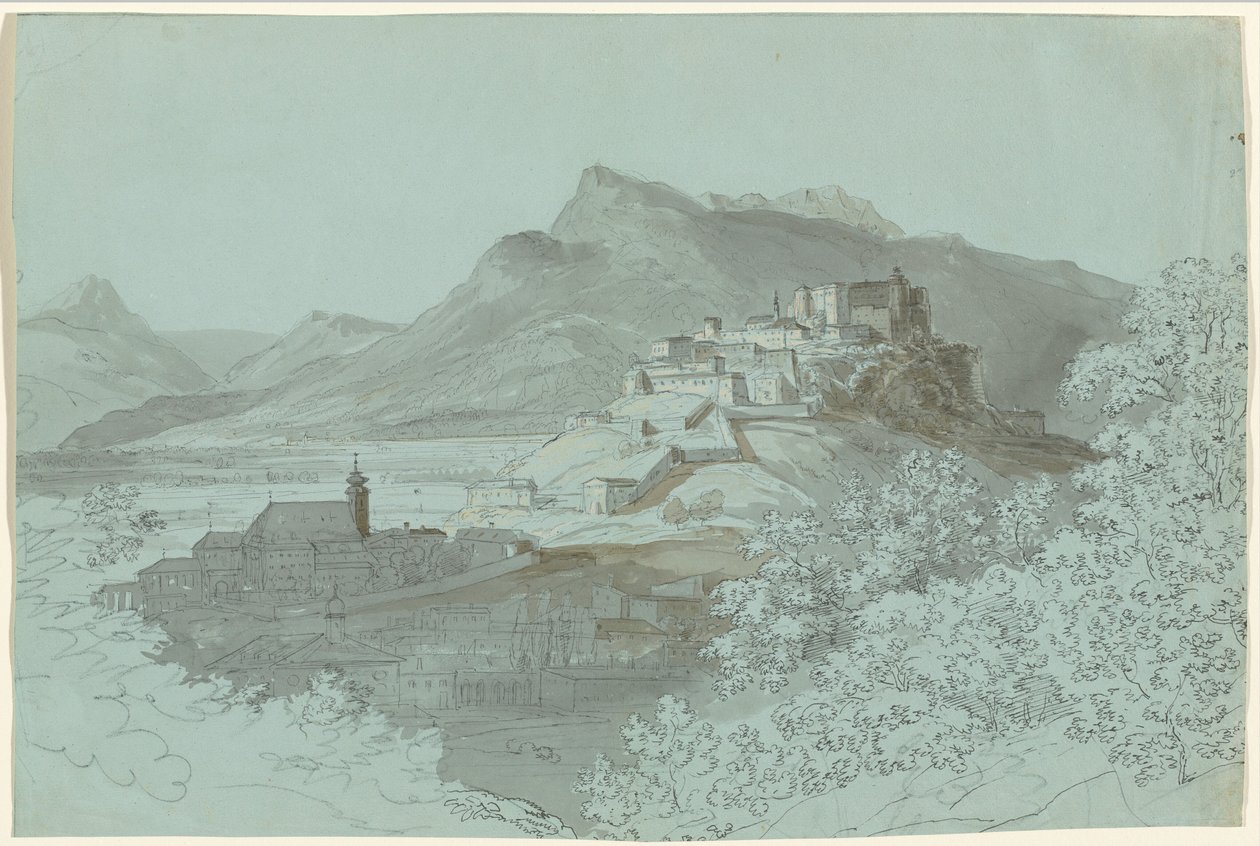 Näkymä Salzburgiin tekijältä Johann Georg von Dillis