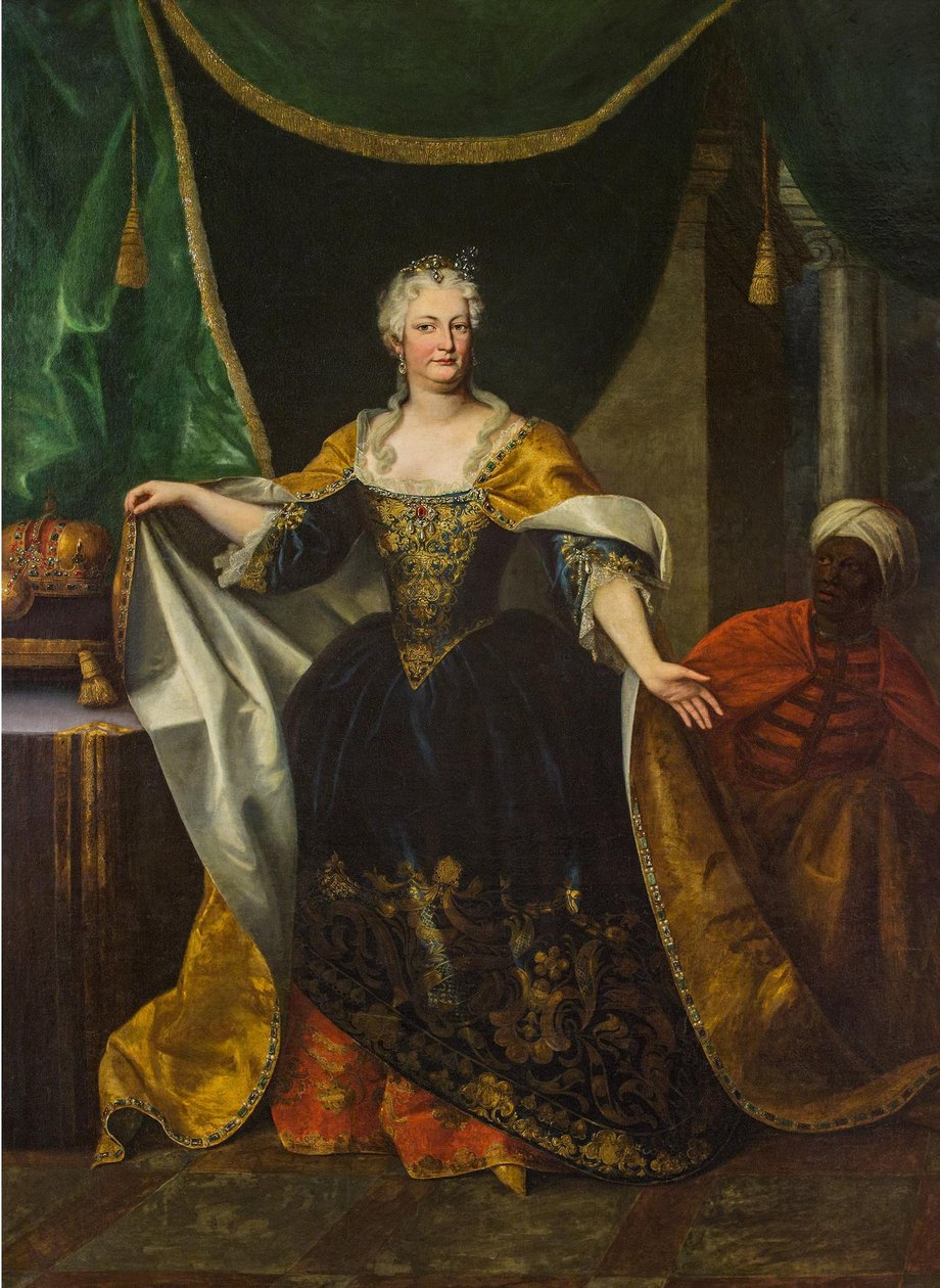 Muotokuva Elisabeth Christine Brunswick-Wolfenbütteliläisestä (1691-1750), Pyhän saksalais-roomalaisen keisarin Kaarle VI:n (1685-1740) vaimosta. tekijältä Johann Gottfried Auerbach
