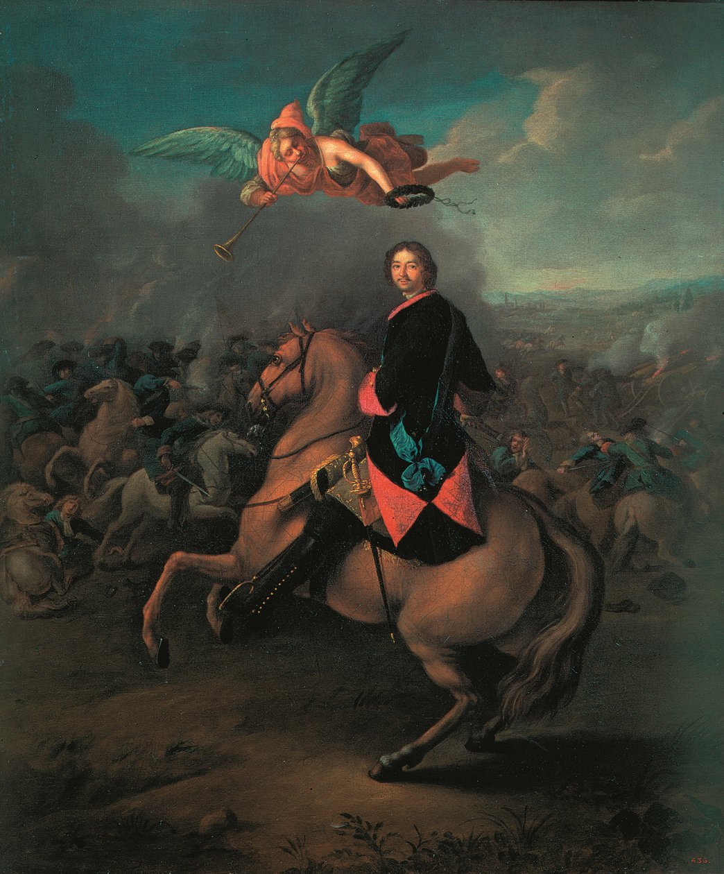 Pietari I Poltavan taistelussa 1710-luvulla tekijältä Johann Gottfried Tannauer