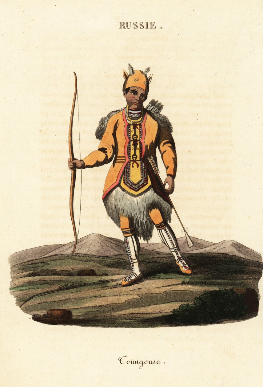 Ihminen nomadi Evenki-kansasta tekijältä Johann Gottlieb Georgi