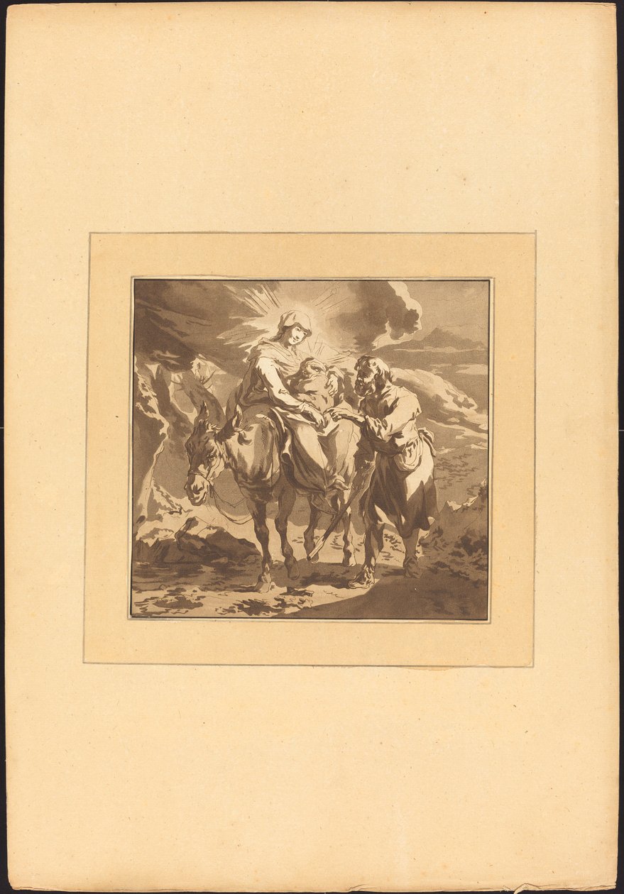 Lento Egyptiin tekijältä Johann Gottlieb Prestel after Nicolaes Pietersz Berchem