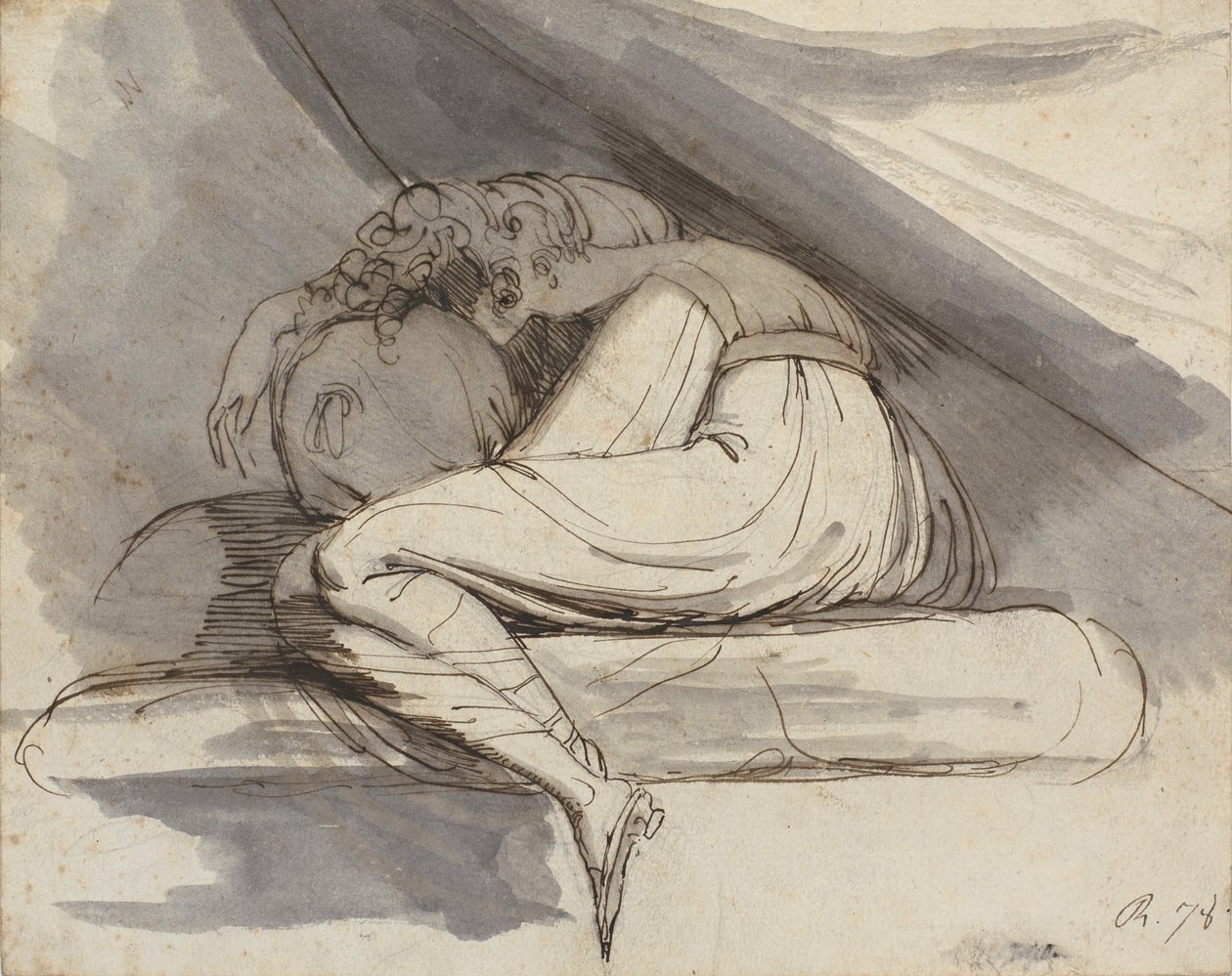Nainen istuu, käpertyneenä tekijältä Johann Heinrich Füssli