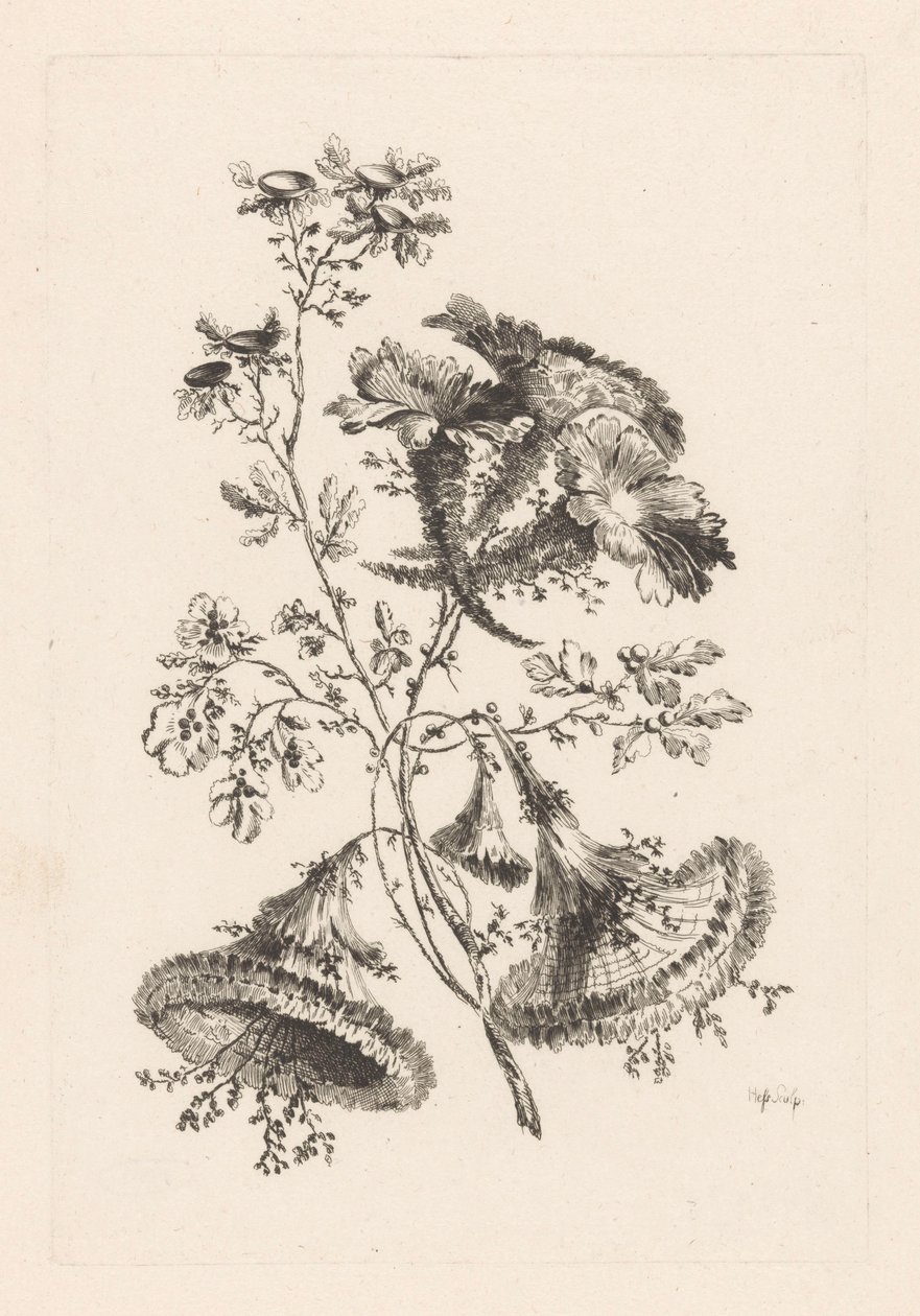 Kolmion muotoiset kukat Fleures Baroque (sarjan nimi) tekijältä Johann Heinrich  Hess