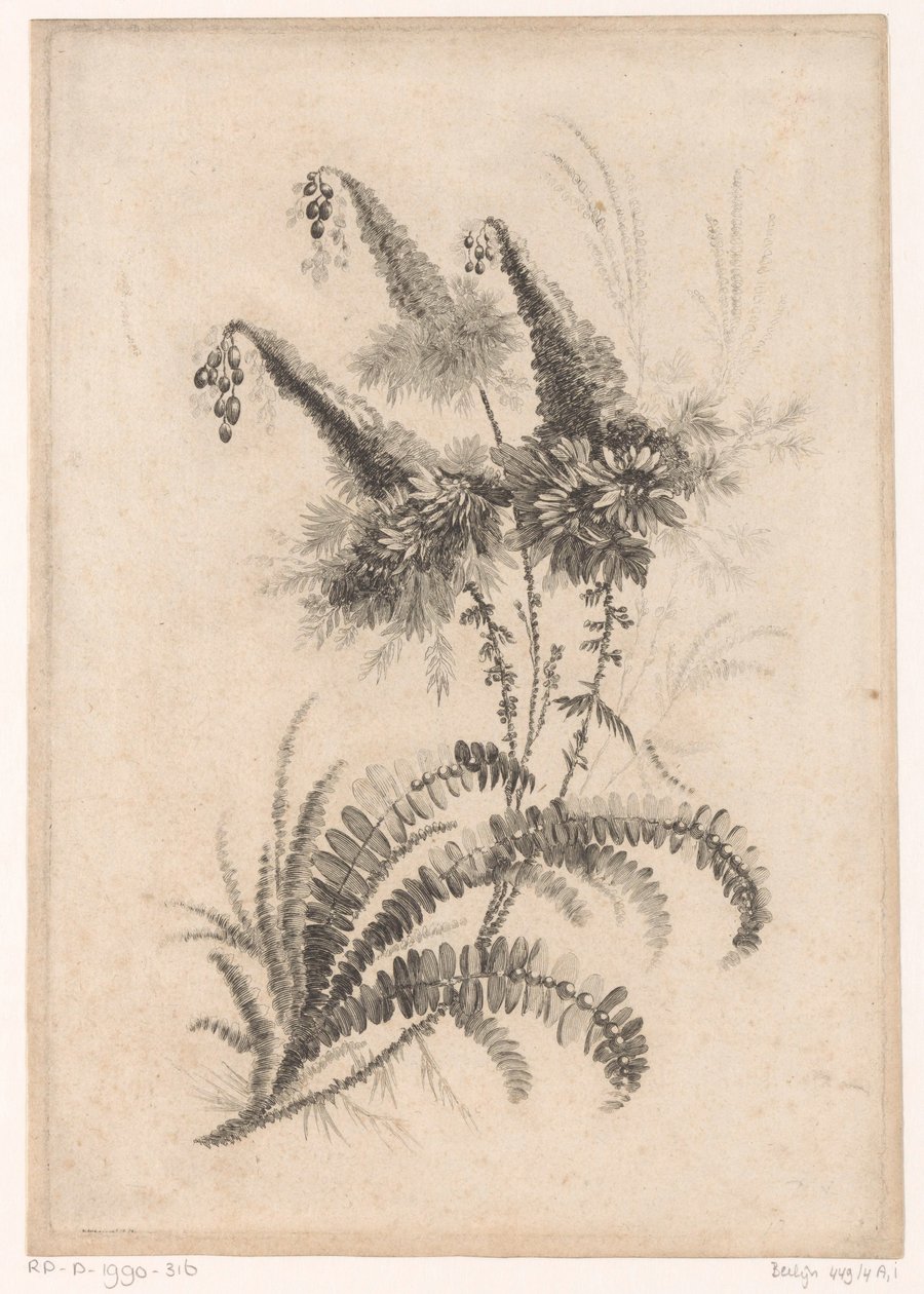 Puntige bloemen Kokoelma uusia makukukkia; Valmistajalle Manufacture des Etoffes de Perse (sarjan nimi) tekijältä Johann Heinrich  Hess