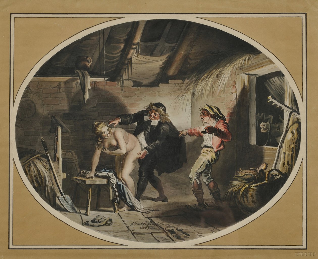 La Jument du compère Pierre Jean de La Fontainen runon mukaan, 1800 tekijältä Johann Heinrich Ramberg