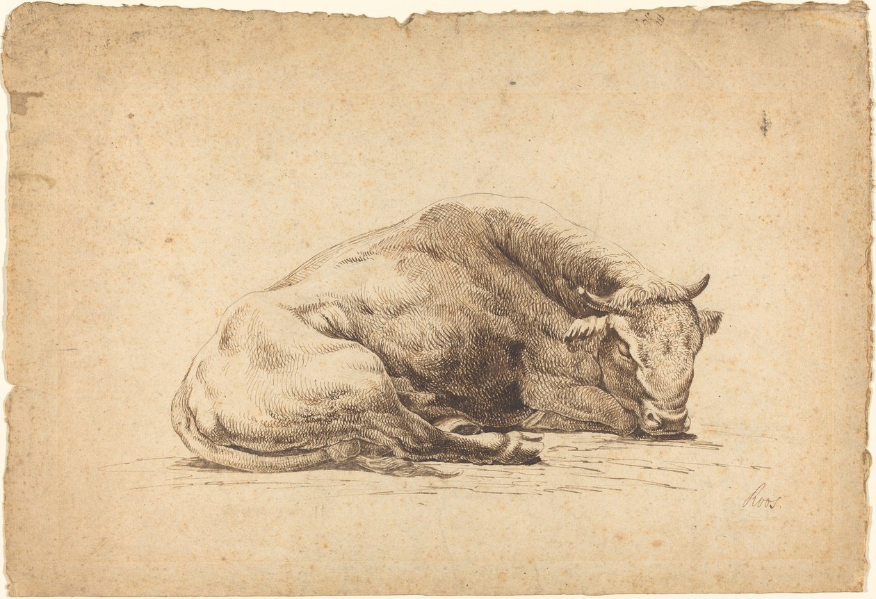 Nukkuva härkä tekijältä Johann Heinrich Roos