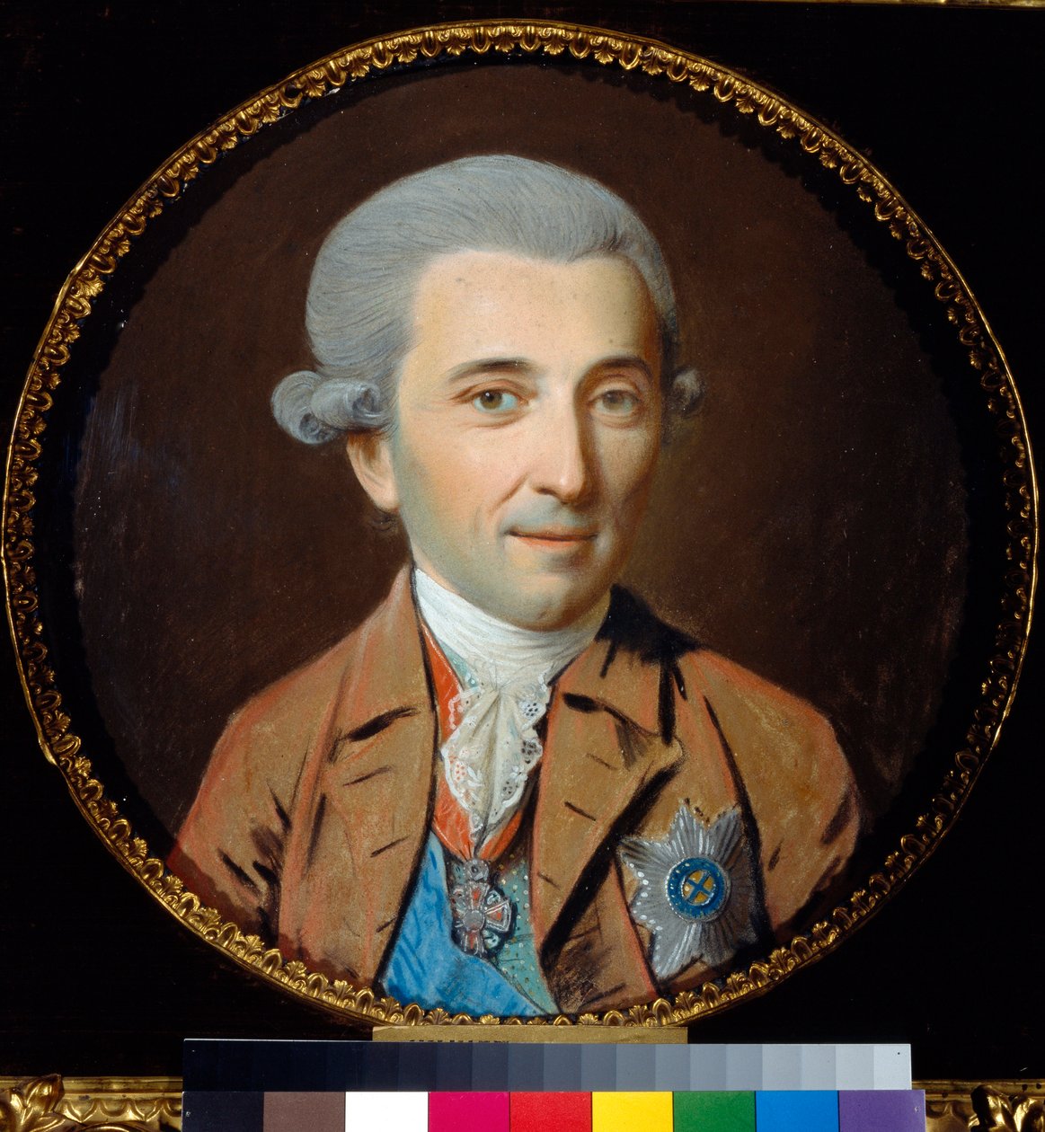 Prinssi Nikolai Ivanovitš Saltykovin (1736-1816) muotokuva - Johann Heinrich Schmidtin teos (1749-1829), pastelli paperilla (27,5x27,5 cm), noin 1780 - Prinssi Nikolai I. Saltykovin muotokuva, Pastelli paperilla J.H. Seppä tekijältä Johann Heinrich Schmidt