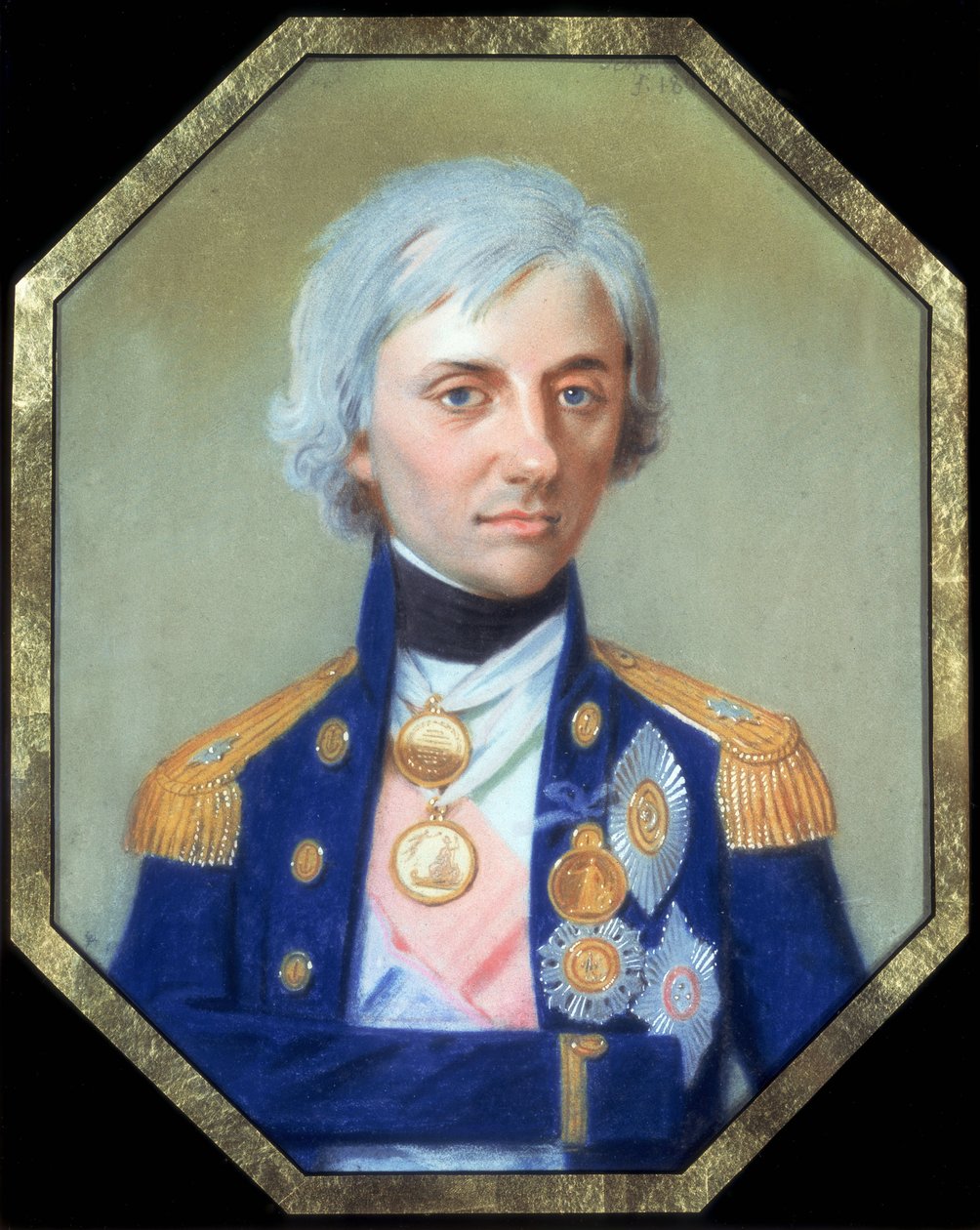 Johann Heinrich Schmidtin (1749-1829) tekemä vara-amiraali Sir Horatio Nelsonin (1758-1805) muotokuva. Pastellipiirros tekijältä Johann Heinrich Schmidt