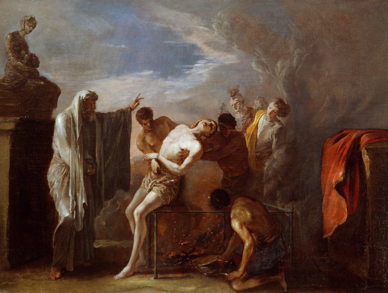 Johann Heinrich Schonfeldin (n. 1609-1683) Pyhän Laurentiuksen marttyyrikuolema, öljy kankaalle, 75x101 cm tekijältä Johann Heinrich Schonfeldt