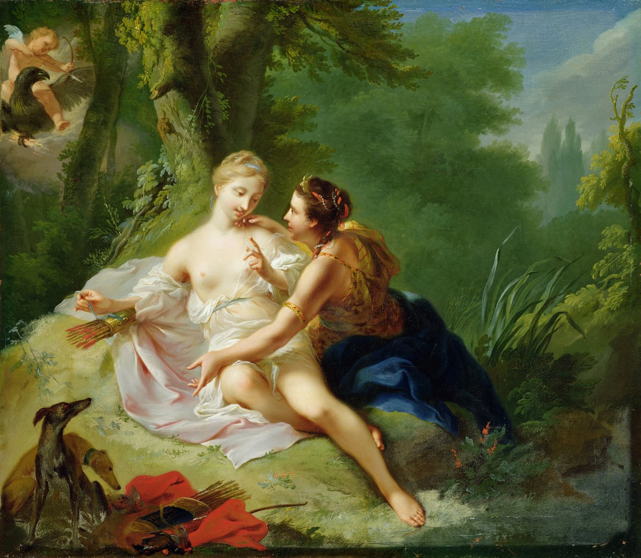 Jupiter naamioitunut Diana Seducing Callisto, n. 1756 tekijältä Johann Heinrich Tischbein