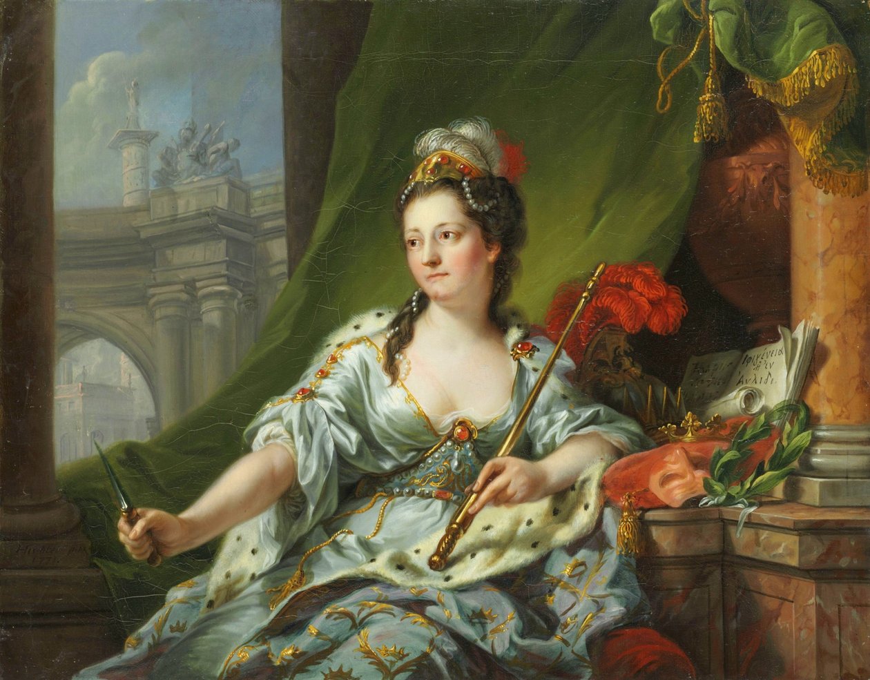 Muse Melpomene (yhdeksän muusaa, 1771) tekijältä Johann Heinrich Tischbein