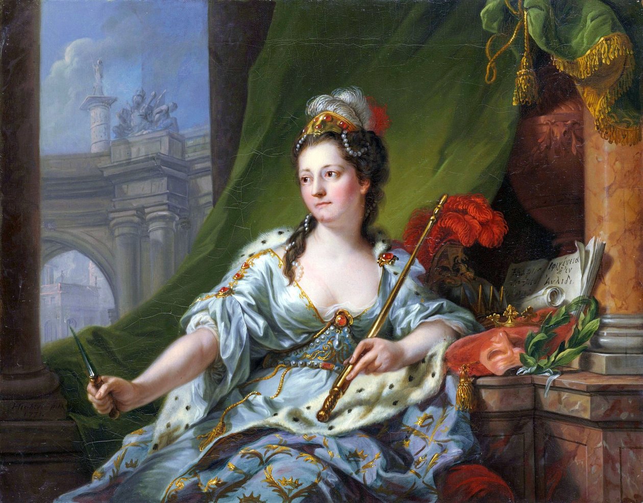Muse Melpomene (yhdeksän muusaa, 1771) tekijältä Johann Heinrich Tischbein