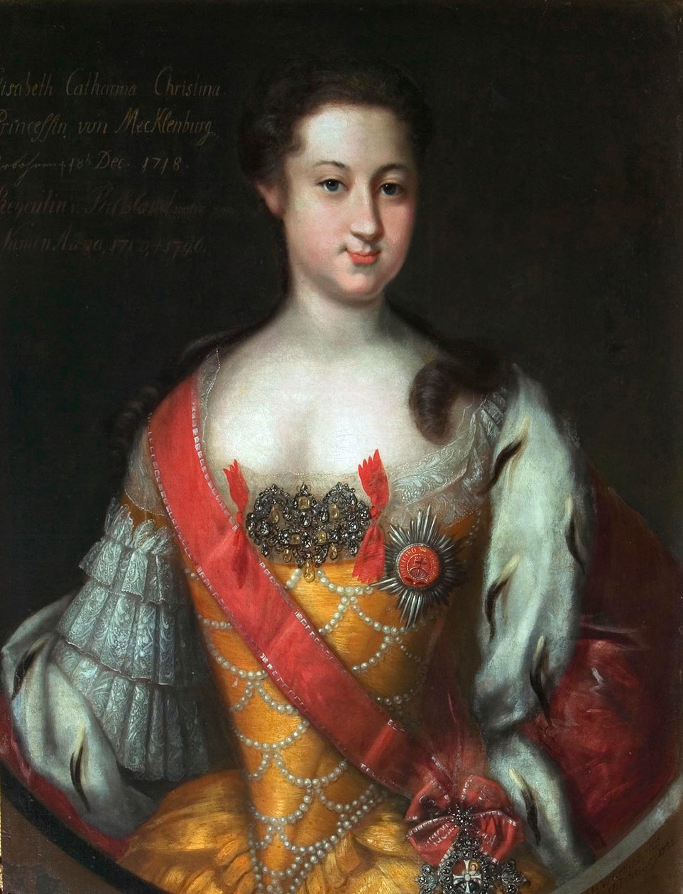 Anna Leopoldovna, Venäjän suurherttuatar ja valtionhoitaja, 1718-1746, 1732. tekijältä Johann Heinrich Wedekind