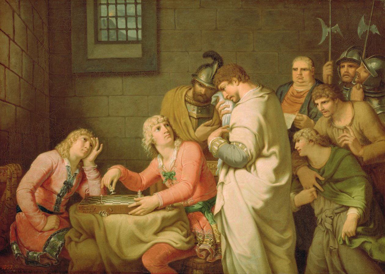 Conradin Švaabilainen ja Friedrich Badenista odottavat tuomiota, 1785 tekijältä Johann Heinrich Wilhelm Tischbein