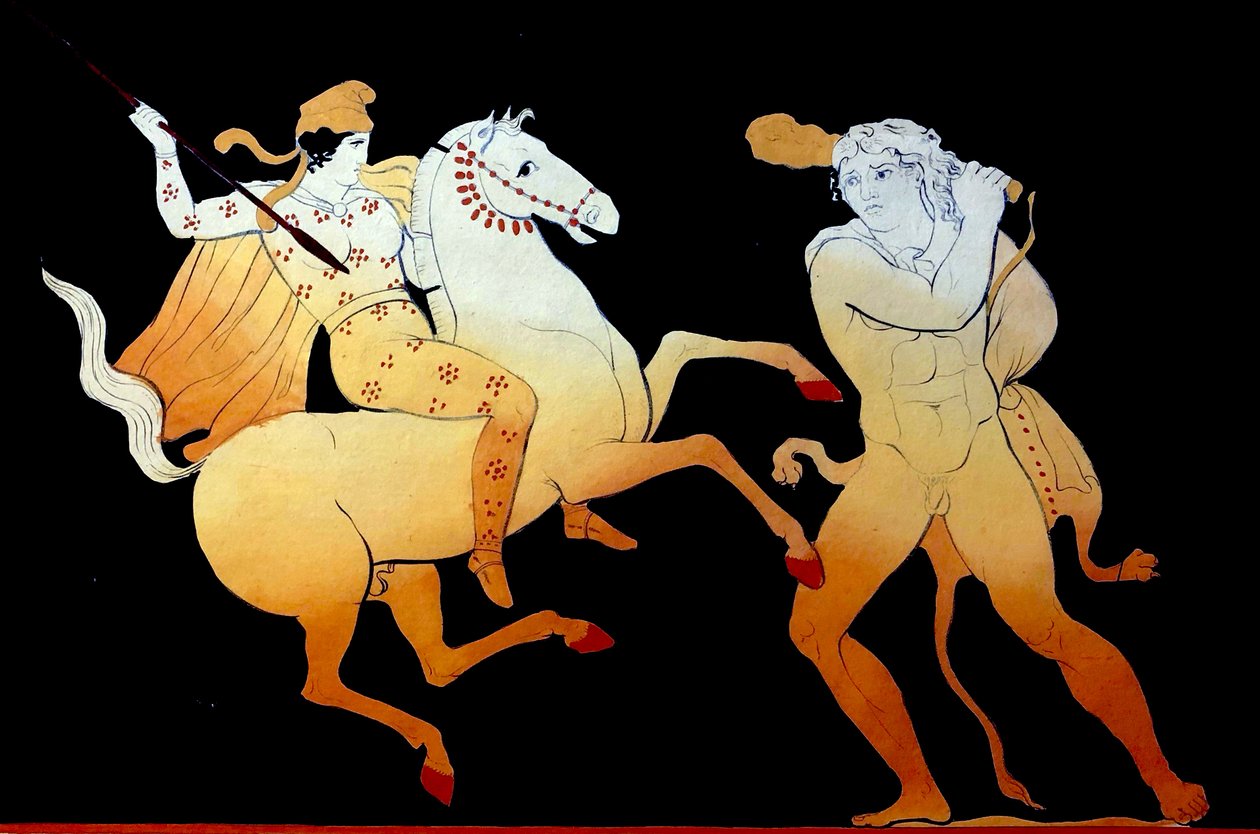 Herculesin yhdeksäs työ n. 1796 (kuparilevykaiverrus) tekijältä Johann Heinrich Wilhelm Tischbein