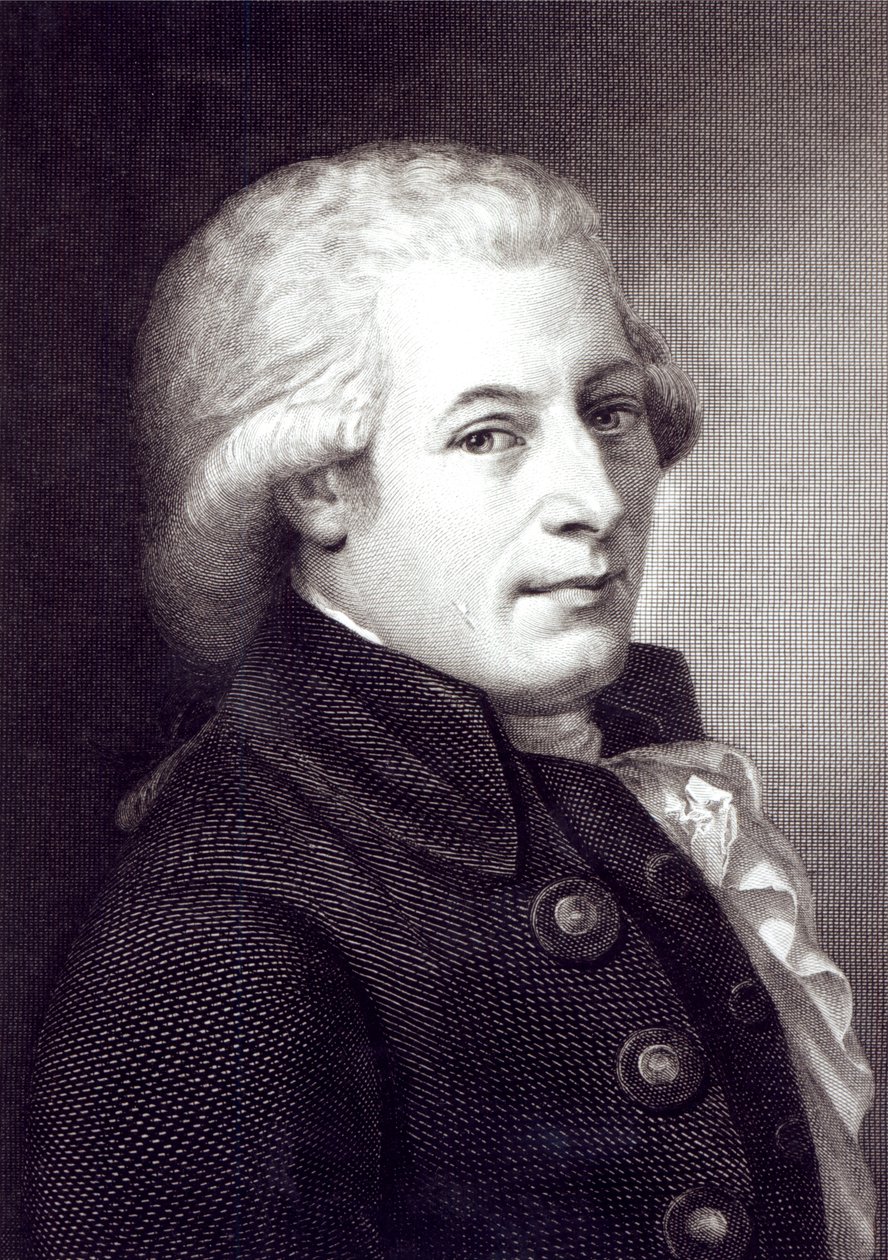 Itävaltalaisen säveltäjän Wolfgang Amadeus Mozartin (1756-91) muotokuva, kaivertaja Lazarus Gottlieb Sichling (1812-63). tekijältä Johann Heinrich Wilhelm Tischbein